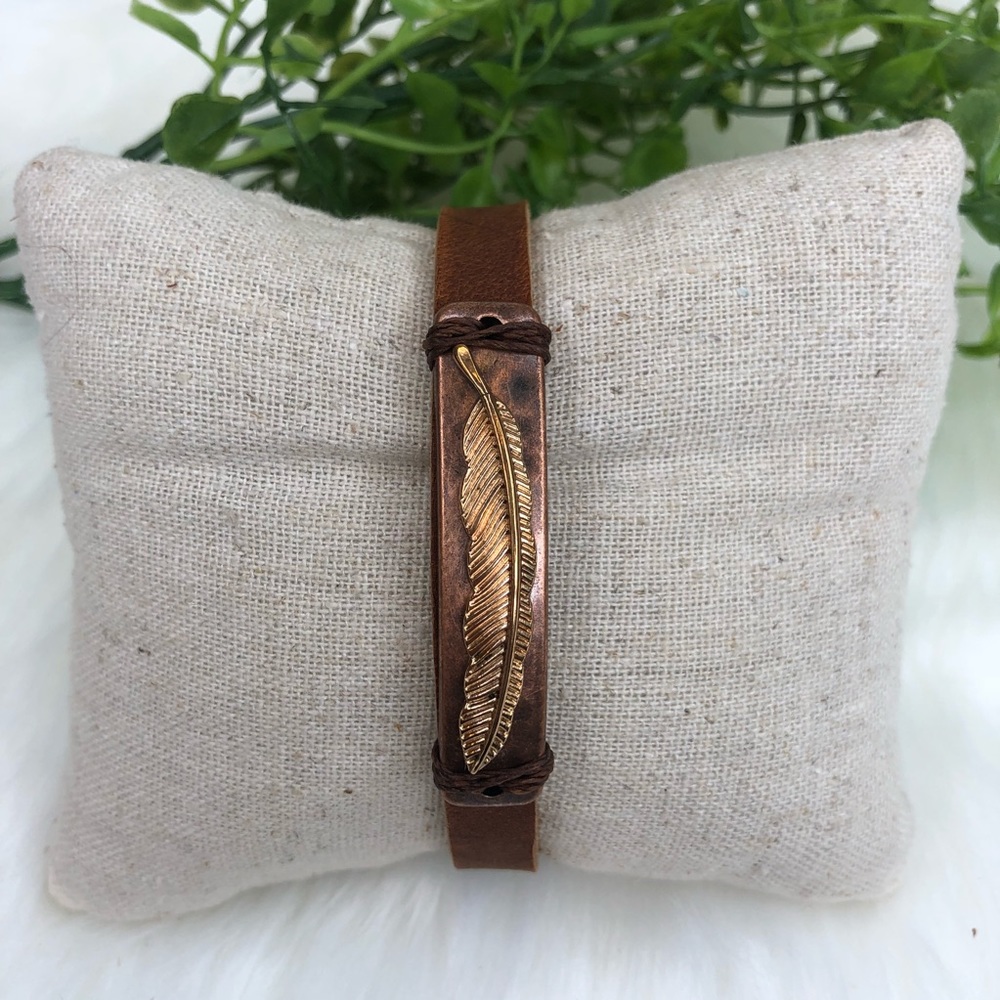 Handmade Leather | Feather Bracelet